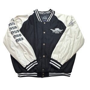 Steve & Barry's Hot Rod Cafe Staff V8 Varsity Jacket Mens XXLs Black Streetwear